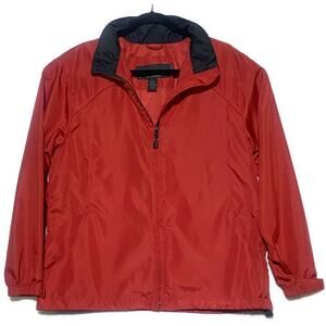 North End Lightweight Windbreaker Women's Large Red With Tuck-Away Hood